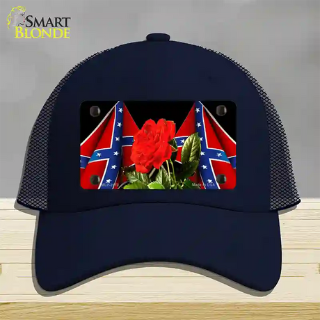 Rebel Rose Novelty License Plate Hat Mesh / Navy