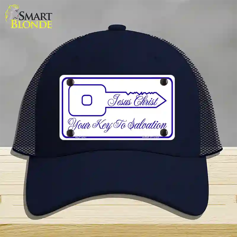 Your Key To Salvation Novelty License Plate Hat Mesh / Navy