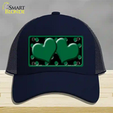 Green Black Polka Dot Green Center Hearts Novelty License Plate Hat Mesh / Navy