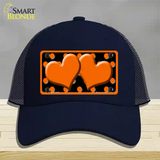 Orange Black Polka Dot Orange Center Hearts Novelty License Plate Hat Mesh / Navy