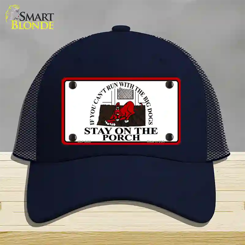 Cant Run With The Big Dogs Novelty License Plate Hat Mesh / Navy