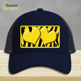 Yellow Black Zebra Yellow Centered Hearts Novelty License Plate Hat Mesh / Navy