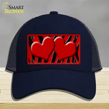 Red Black Zebra Red Centered Hearts Novelty License Plate Hat Mesh / Navy