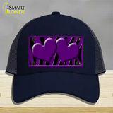 Purple Black Zebra Purple Centered Hearts Novelty License Plate Hat Mesh / Navy