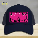 Pink Black Giraffe Pink Centered Hearts Novelty License Plate Hat Mesh / Navy