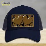 Brown Black Giraffe Brown Centered Hearts Novelty License Plate Hat Mesh / Navy