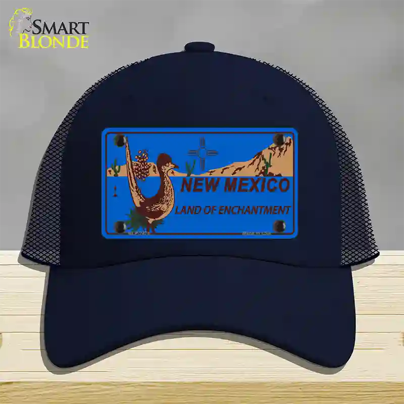 Roadrunner Blue New Mexico Novelty License Plate Hat Mesh / Navy