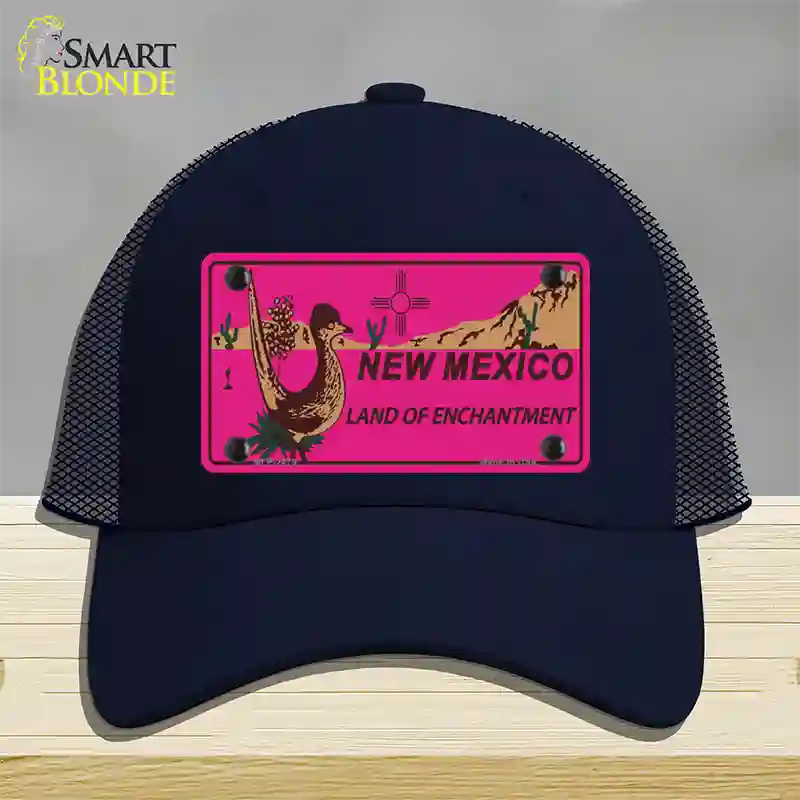 Roadrunner Pink New Mexico Novelty License Plate Hat Mesh / Navy