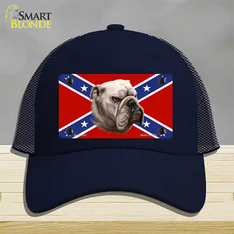 Confederate Flag Bulldog Novelty License Plate Hat Mesh / Navy