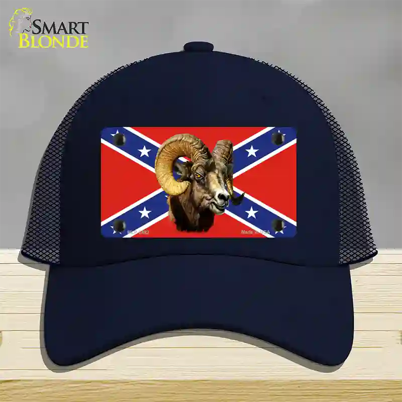 Confederate Flag Ram Novelty License Plate Hat Mesh / Navy