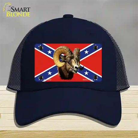 Confederate Flag Ram Novelty License Plate Hat Mesh / Navy