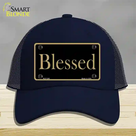 Blessed Gold Novelty License Plate Hat Mesh / Navy