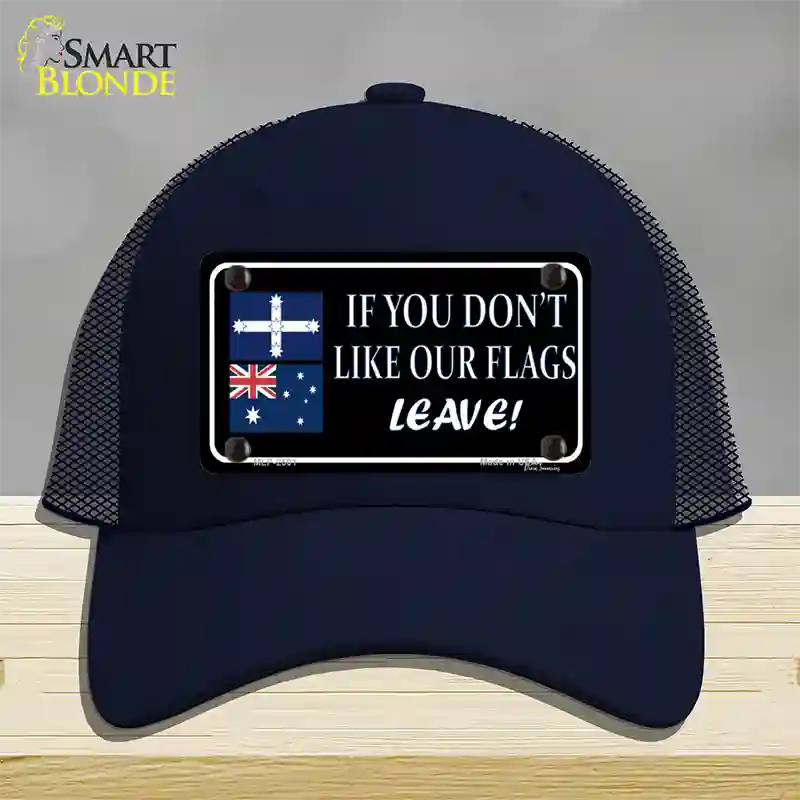 If You Dont Like Our Flag Leave Novelty License Plate Hat Mesh / Navy