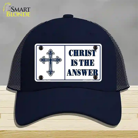 Christ Is The Answer Novelty License Plate Hat Mesh / Navy