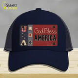 God Bless America Quilt Novelty License Plate Hat Mesh / Navy