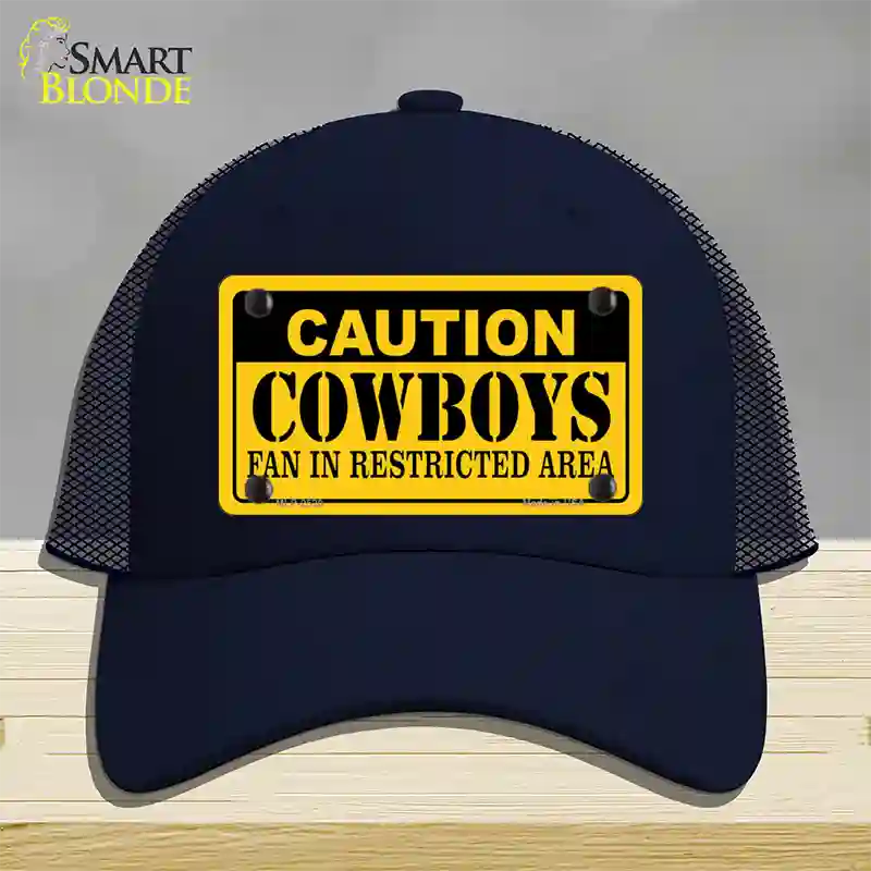 Caution Cowboys Novelty License Plate Hat Mesh / Navy