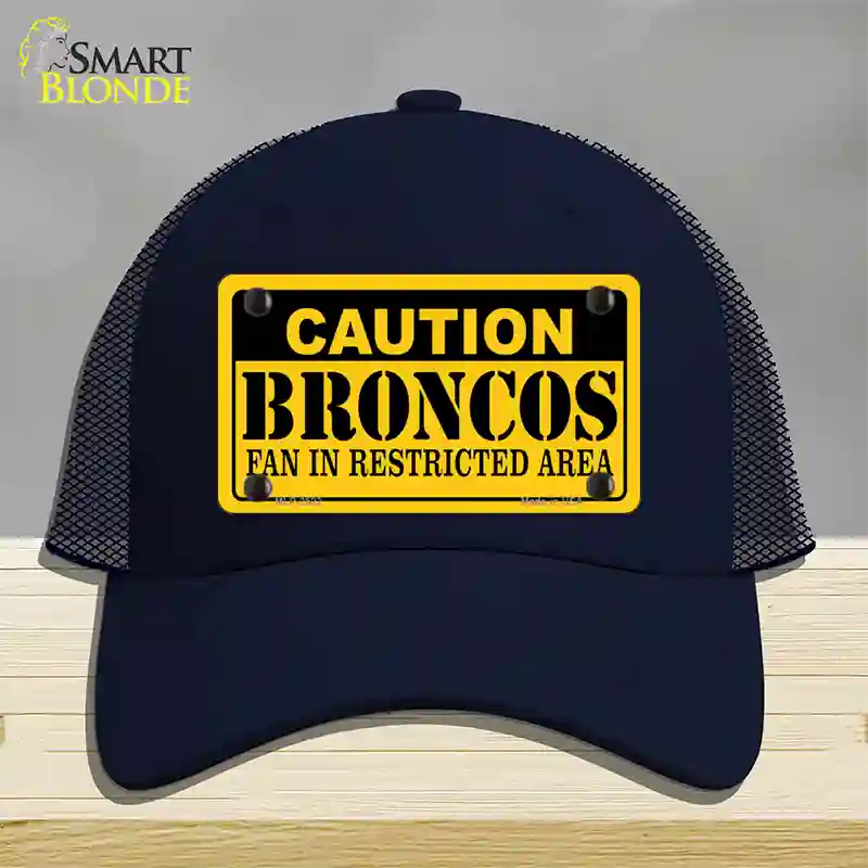 Caution Broncos Novelty License Plate Hat Mesh / Navy