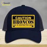 Caution Broncos Novelty License Plate Hat Mesh / Navy