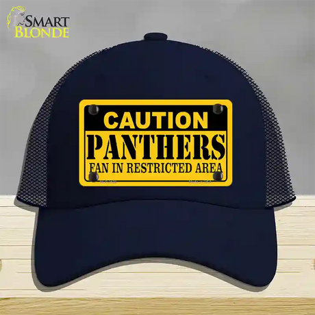 Caution Panthers Novelty License Plate Hat Mesh / Navy