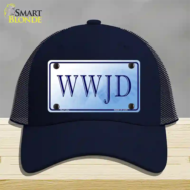 WWJD Novelty License Plate Hat Mesh / Navy