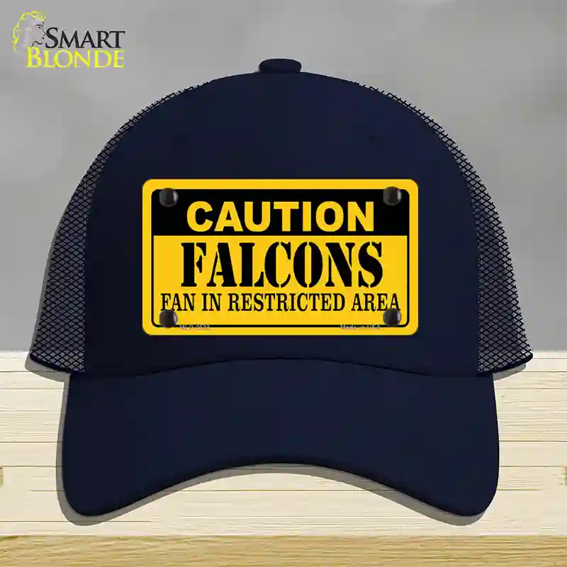 Caution Falcons Novelty License Plate Hat Mesh / Navy