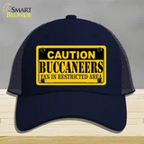 Caution Buccaneers Novelty License Plate Hat Mesh / Navy