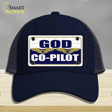 God Is My Co-Pilot Novelty License Plate Hat Mesh / Navy