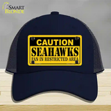 Caution Seahawks Novelty License Plate Hat Mesh / Navy