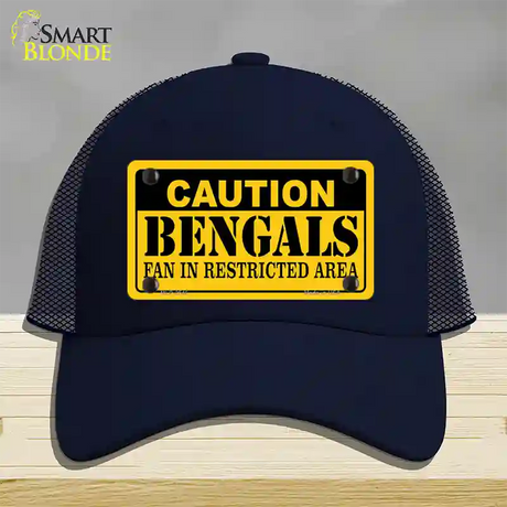 Caution Bengals Novelty License Plate Hat Mesh / Navy