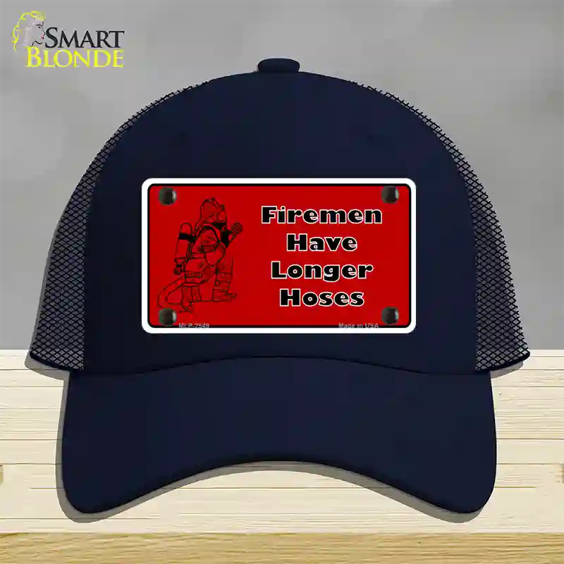 Fireman Have Longer Hoses Novelty License Plate Hat Mesh / Navy