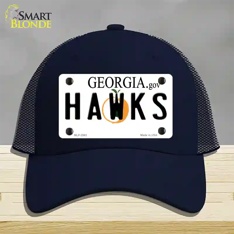 Hawks Georgia State Novelty License Plate Hat Mesh / Navy