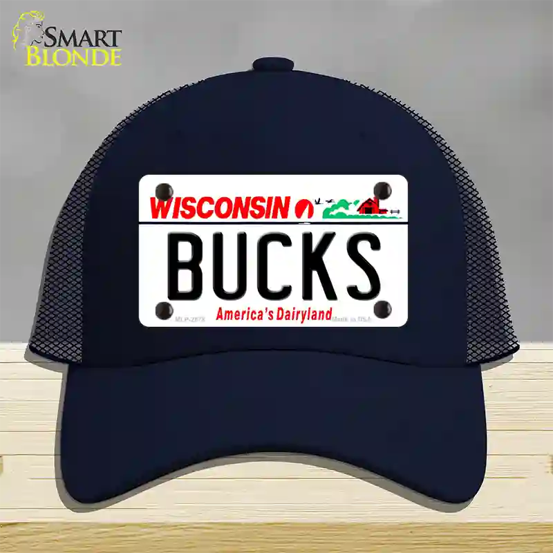 Bucks Wisconsin State Novelty License Plate Hat Mesh / Navy