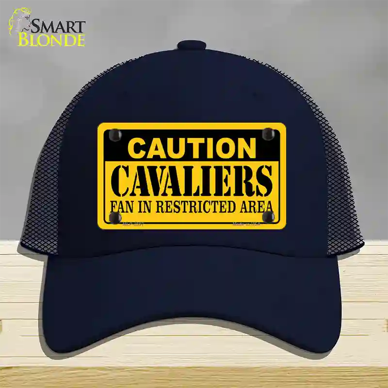 Caution Cavaliers Fan Novelty License Plate Hat Mesh / Navy