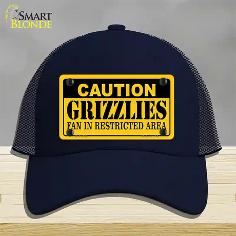 Caution Grizzlies Fan Novelty License Plate Hat Mesh / Navy