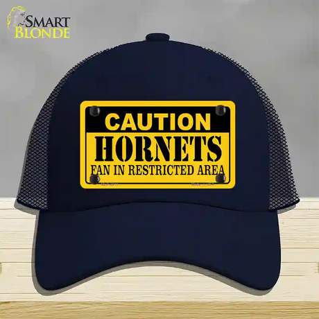 Caution Hornets Fan Novelty License Plate Hat Mesh / Navy