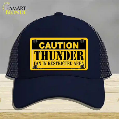 Caution Thunder Fan Novelty License Plate Hat Mesh / Navy