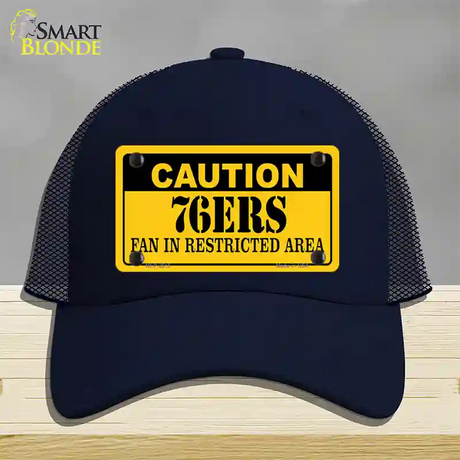 Caution 76ers Fan Novelty License Plate Hat Mesh / Navy