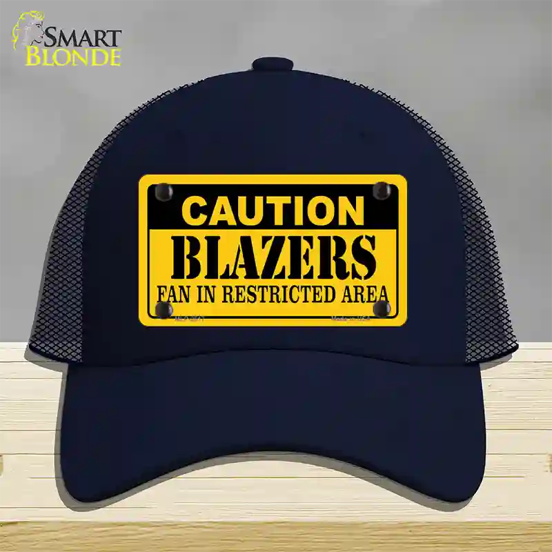 Caution Blazers Fan Novelty License Plate Hat Mesh / Navy