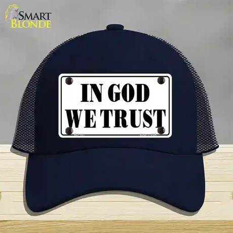 In God We Trust Novelty License Plate Hat Mesh / Navy