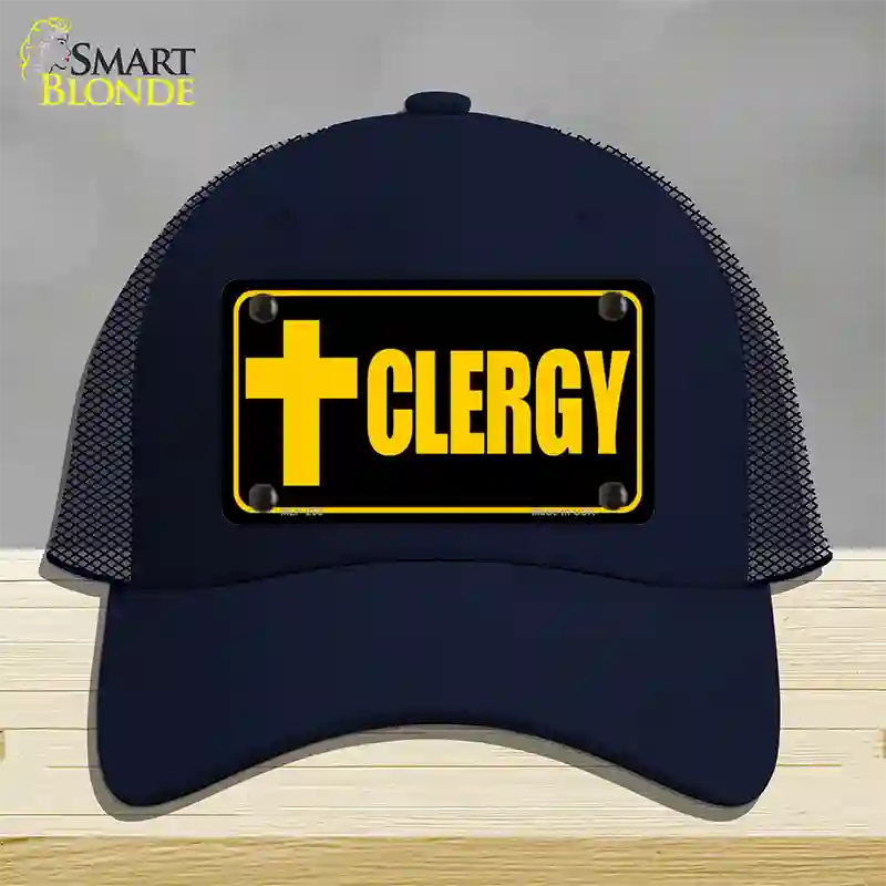 Clergy Vanity Novelty License Plate Hat Mesh / Navy