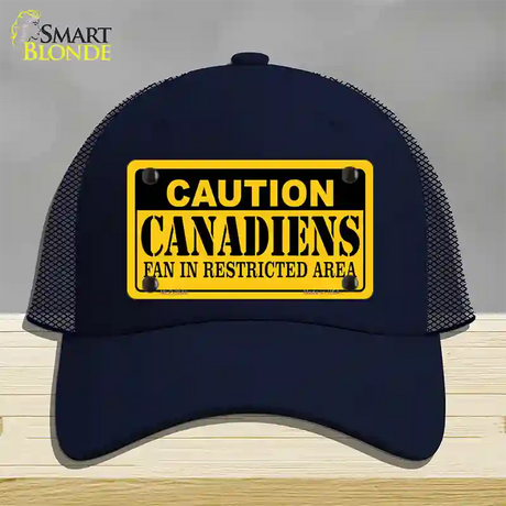 Caution Canadiens Novelty License Plate Hat Mesh / Navy