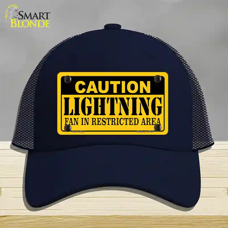 Caution Lightning Novelty License Plate Hat Mesh / Navy