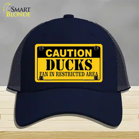 Caution Ducks Novelty License Plate Hat Mesh / Navy