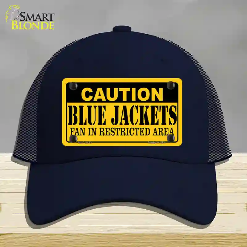 Caution Blue Jackets Novelty License Plate Hat Mesh / Navy