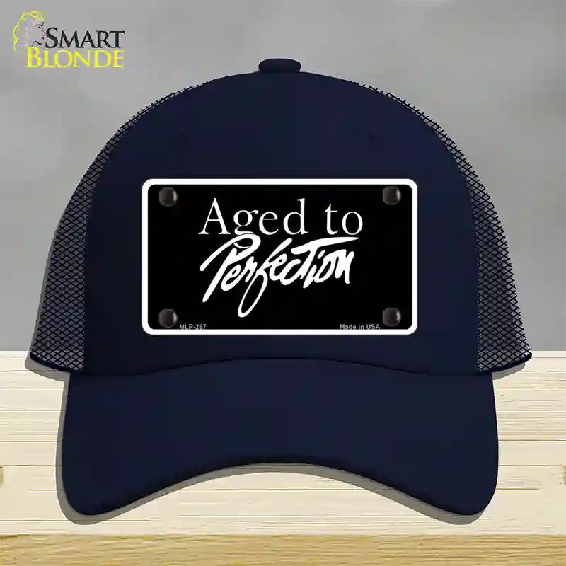 Aged To Perfection Novelty License Plate Hat Mesh / Navy