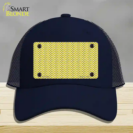 Yellow White Chevron Novelty License Plate Hat Mesh / Navy