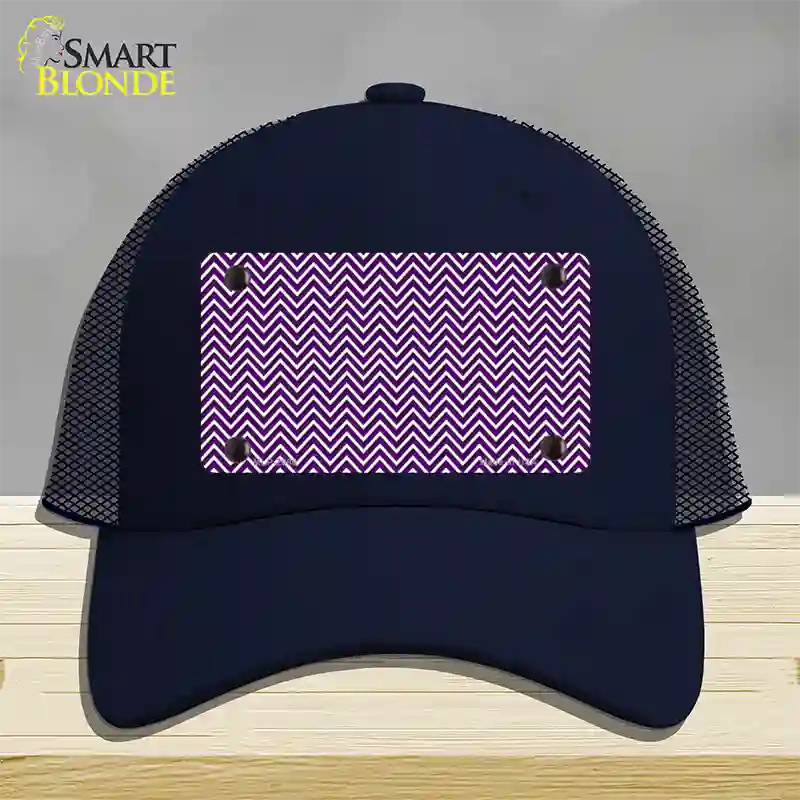 Purple White Chevron Novelty License Plate Hat Mesh / Navy