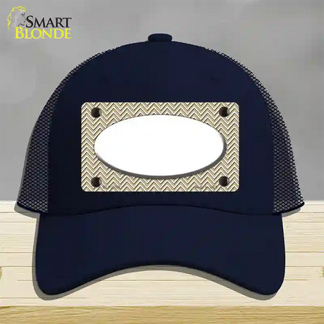 Gold White Chevon White Center Oval Novelty License Plate Hat Mesh / Navy