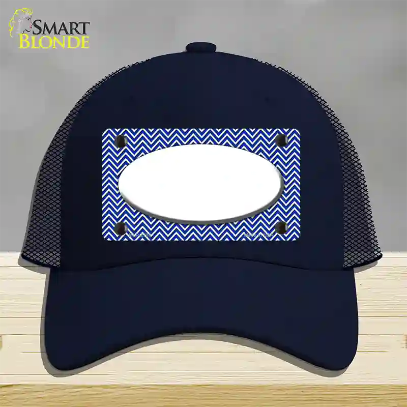 Blue White Chevon White Center Oval Novelty License Plate Hat Mesh / Navy