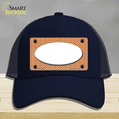 Orange White Chevon White Center Oval Novelty License Plate Hat Mesh / Navy